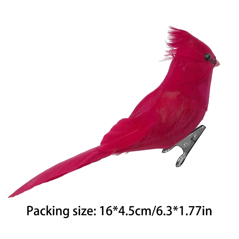 

6pcs/set Christmas Party Ornaments Simulation Red Feather Bird Holiday Decoration Potted Landscape Scene Layout Props