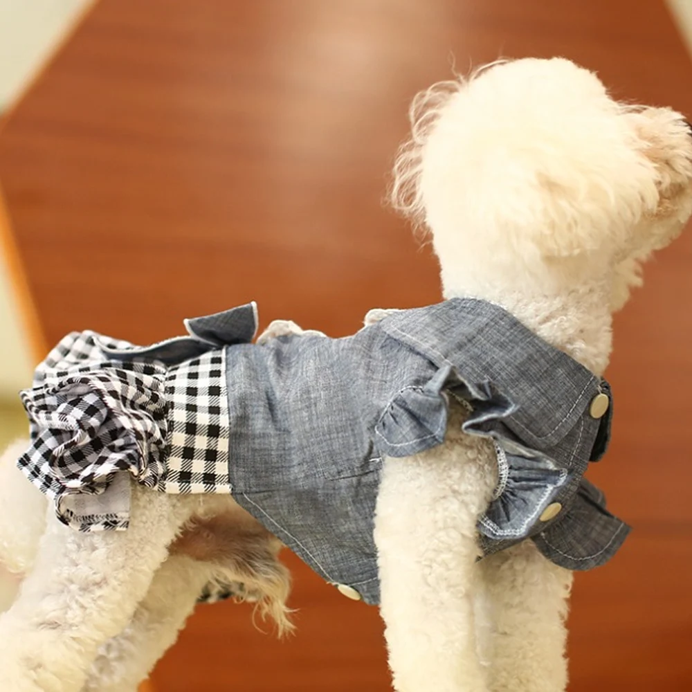 Милая Одежда для собак джинсовое платье модная юбка домашних животных одежда