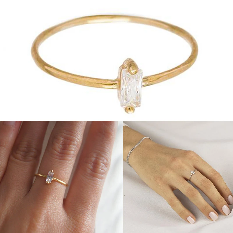 Женское кольцо из серебра 925 пробы с круглым цирконием|Кольца| |