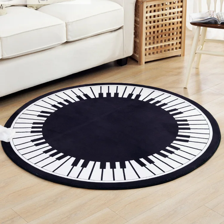 

Piano Keys Round Rug Kids Crawling Mat Blanket Toys Game Coral Flannel Carpet Bedroom Living Room Anti-slip Mat 80/100/120/150CM