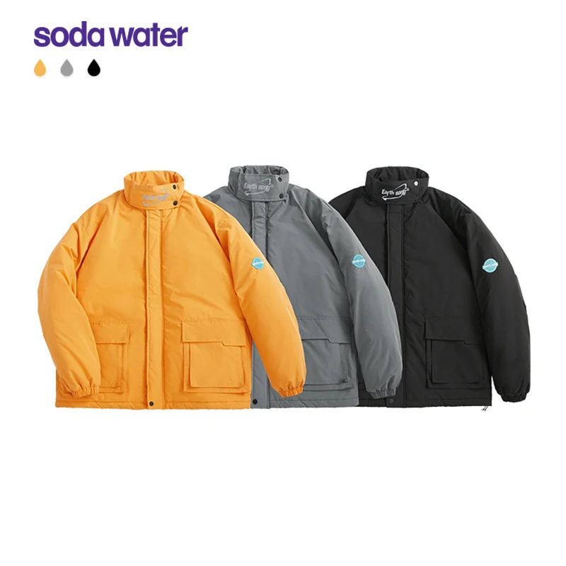 

SODAWATER Woman Warm Cotton Coat 2020 Winter Thick Stand Collar Harajuku Oversized Bomber Jacket Female Outwear 2531W