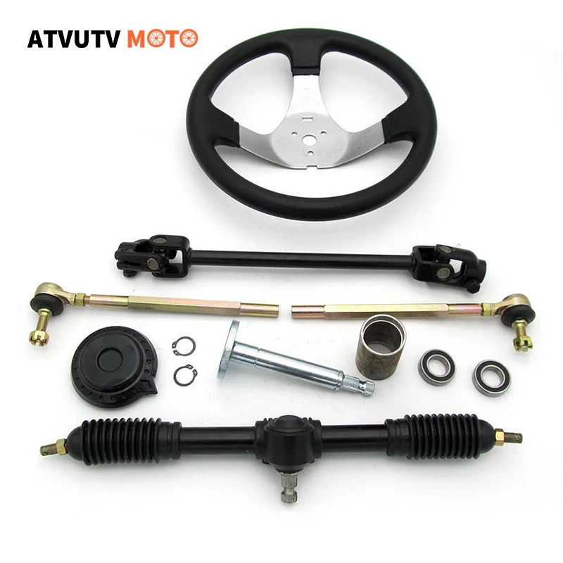 420 300mm Steering wheel High Quanlity Steel Gear Rack Pinion Steering ball joints For China 110cc Go Kart Buggy UTV Bike Parts