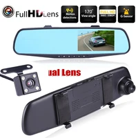 video recorder mirror recorder dash cam car dvr rear view with 2 lens 1080p 4 3 full hd cycle recording camera video recorder