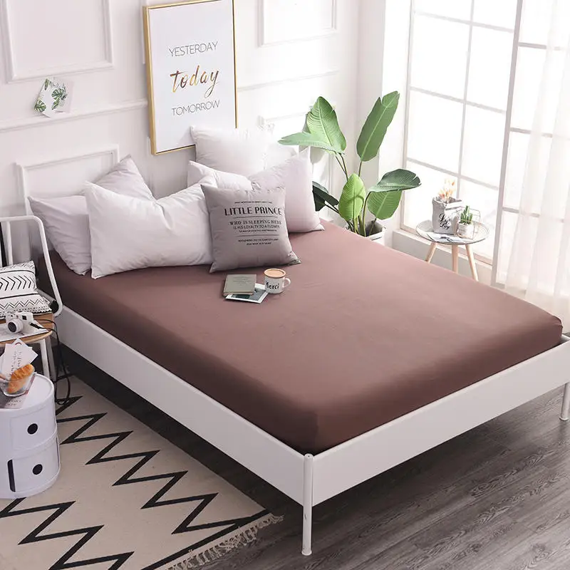 

100% Cotton satin Bed Sheets Fitted Sheet Elastic Band Mattress Cover bed linen bedspread twin full queen king size solid