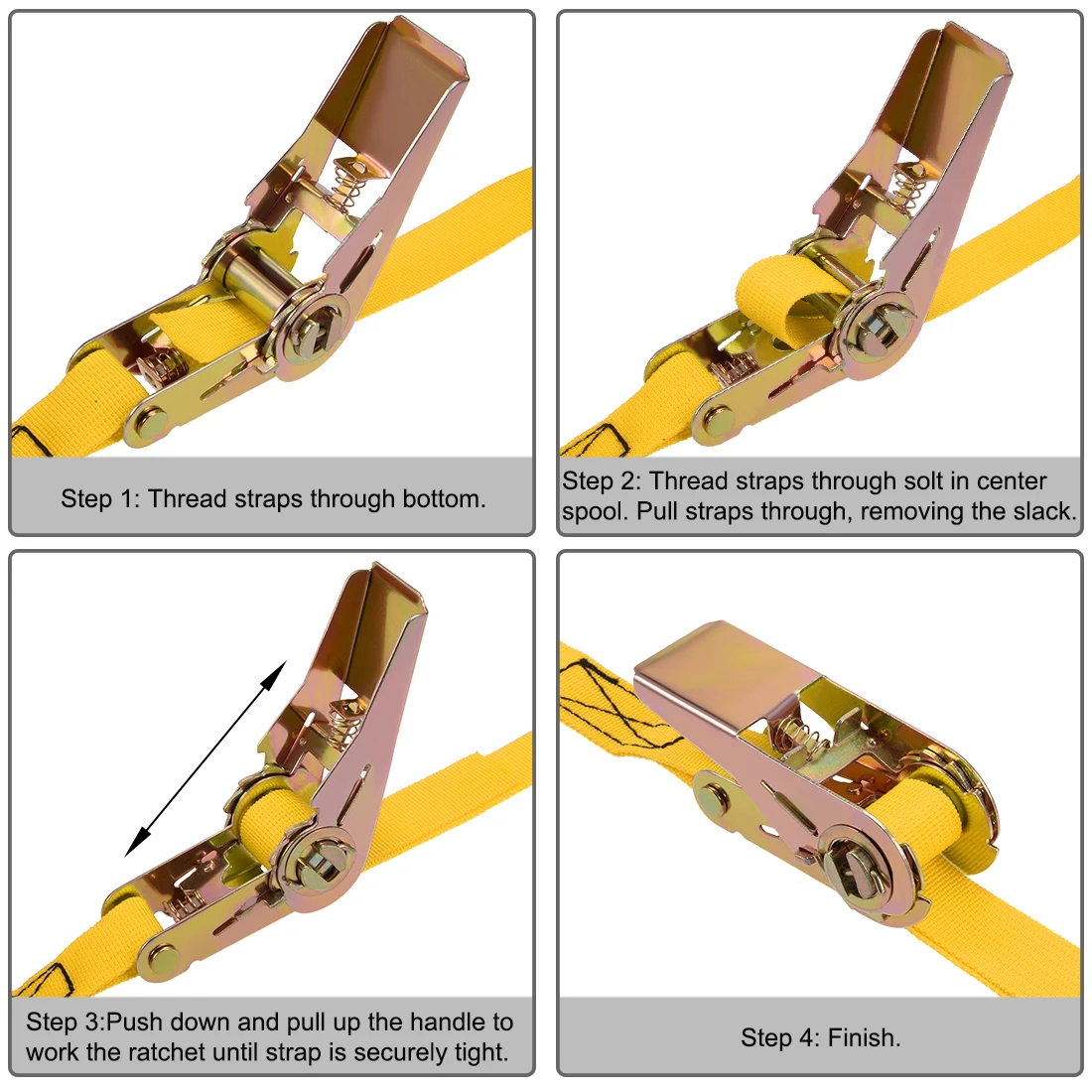 

uxcell 8M x 25mm Ratchet Tie Down Strap Cargo Lashing Straps Up to 250Kg, Yellow