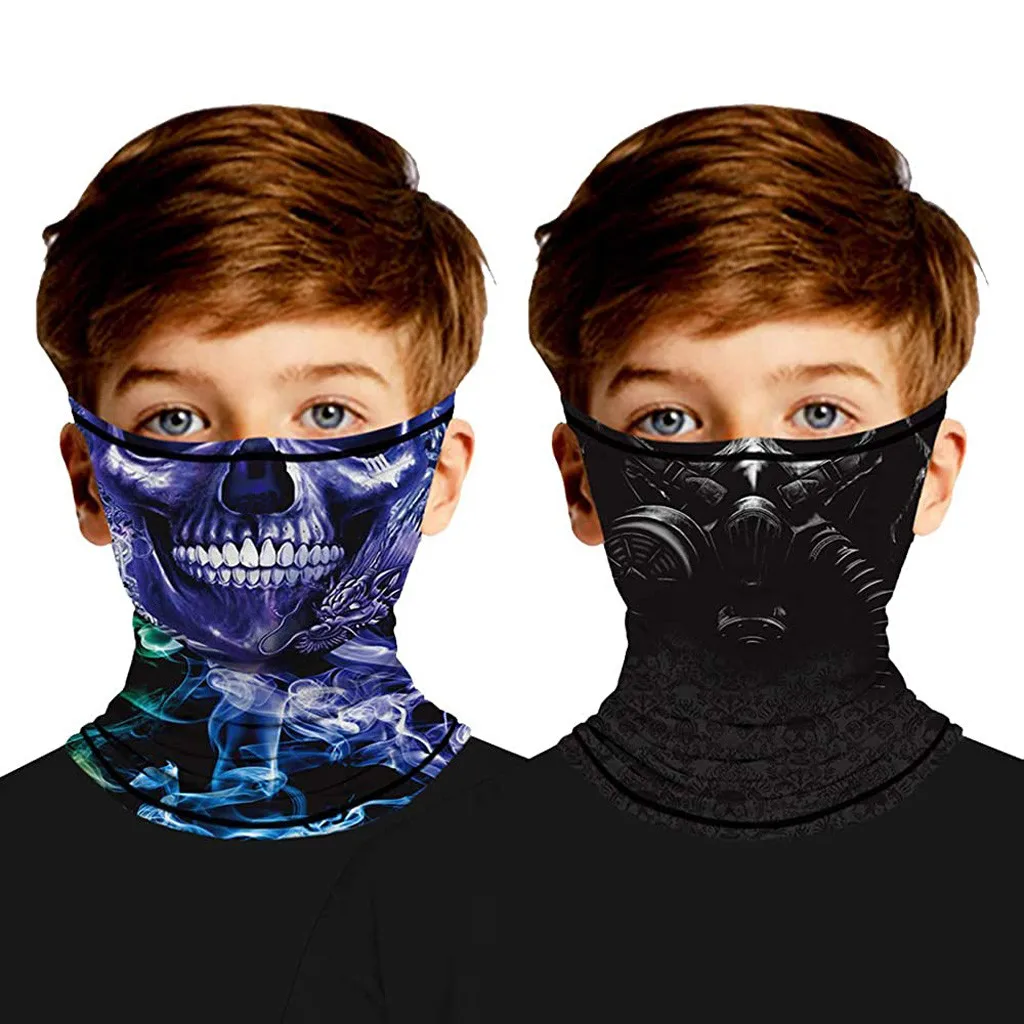 Детский бесшовный спортивный шарф с принтом лица и ушками 2 шт. банданы тюрбан