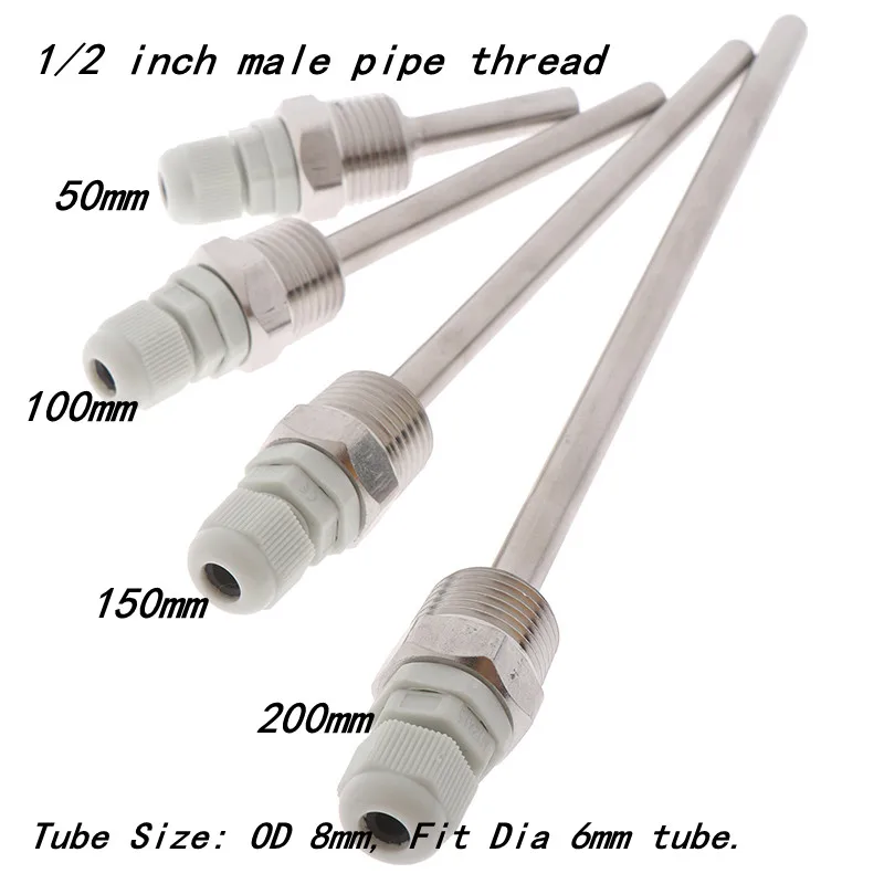 

50/100/150/200mm Stainless Steel Thermowell 1/2" NPT Threads For Temperature Sensors