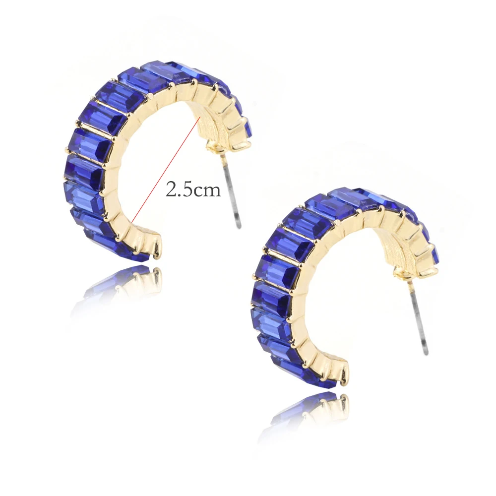 

1Pair Multicolor Crystal Earrings Female European and American Simple C-shaped Ear studs For Women Jewelry CH0338