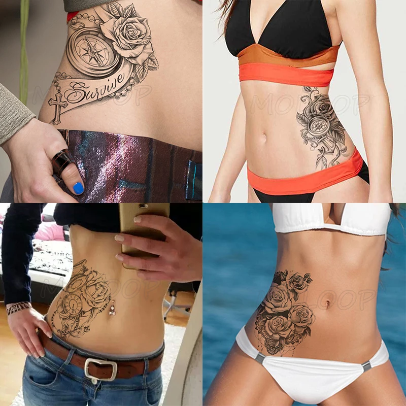 Временные тату-наклейки романтичные сексуальные розы цветы искусственные тату