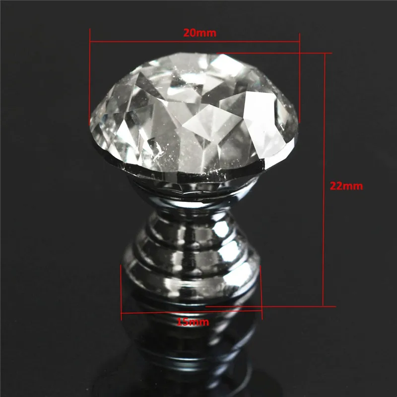 10 шт./компл. 20 мм прозрачная ручка шкафа из хрустального стекла для выдвижных