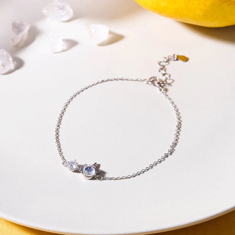

S925 Flash CZ Colorful Unicorn Bracelet Simple ins Personality Fresh Set Minority Student Korean Female