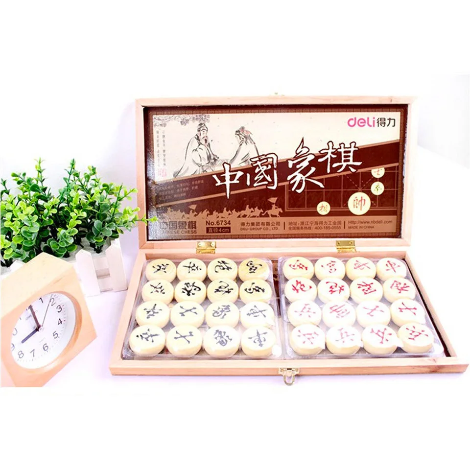 Китайские шахматы Xiang Qi деревянная коробка и детали складная клетчатая доска 32