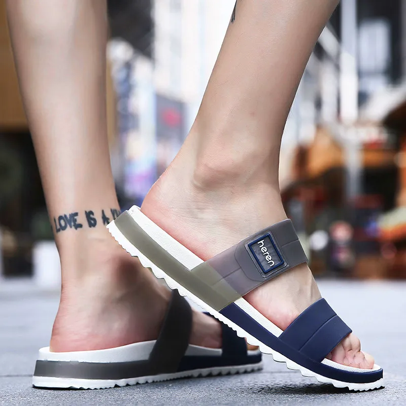 

Sandals Shoes Men Thick Sole Flip Flops Men Summer Fashion Beach Comfortable Soft Mens Beach Shoes Swimming Pool Slides