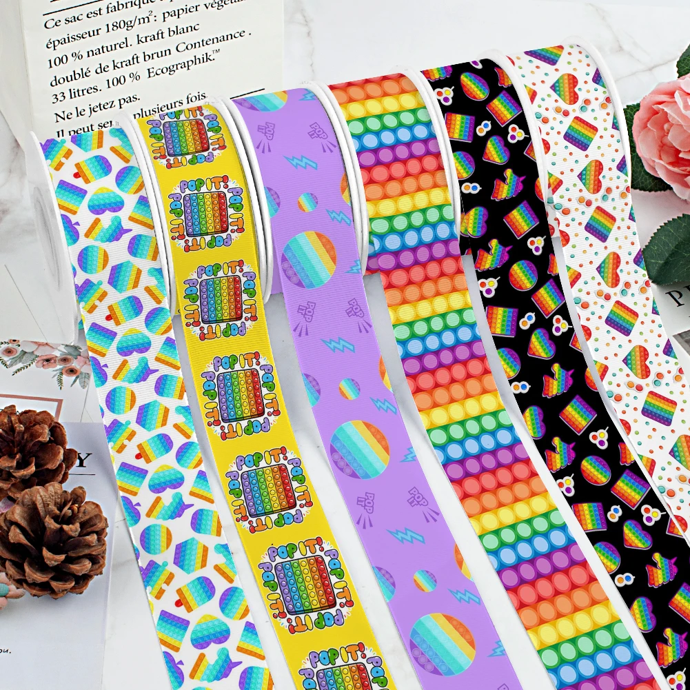 Pop it рисунок Радужный Пузырь Игрушки корсажная лента/атласные для обмотки венков