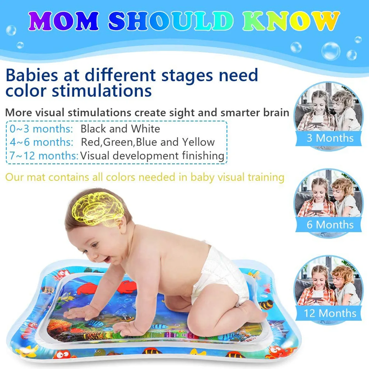 Baby Water Mat Infant Toddler Play Pad for Children Early Education Developing Inflatable Cushion Tummy Time Toy | Игрушки и хобби