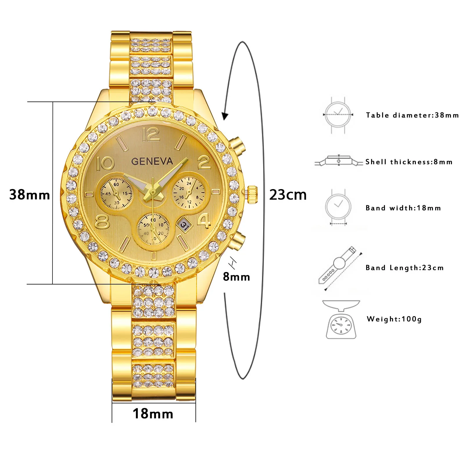 

Smart Watch Luxurious Full Diamond Steel Strip Ms Quartz Analog Watch Diamond Watch