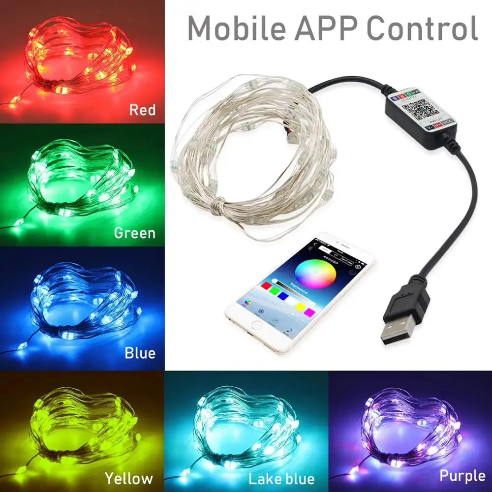 

USB LED String Light Bluetooth App Control Smart Garland Twinkly New Year Christmas House Room Decoration Outdoor Fairy Lights