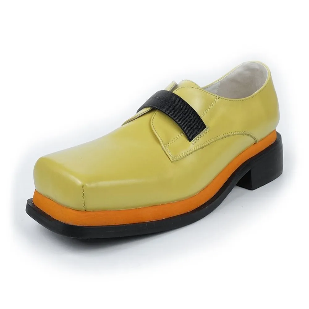 

Womens Match Colors Square Toe Mid Chunky Creepers Heel Platform Shoes Casual Gothic Genuine Leather Oxfords Retro