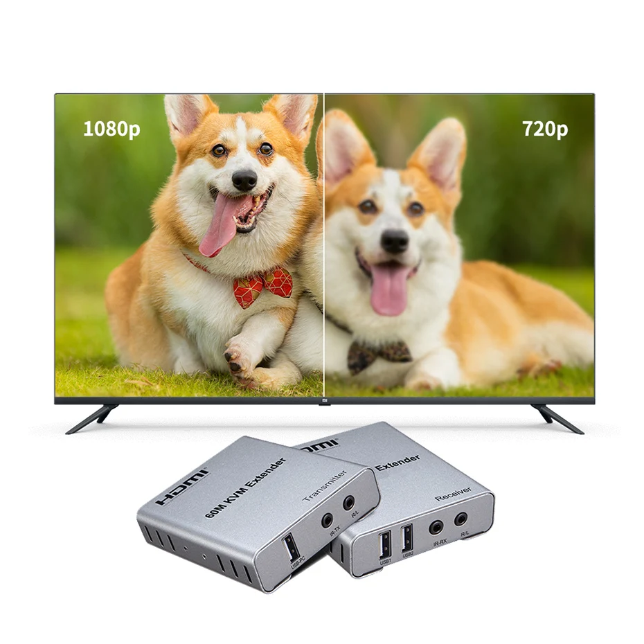 60M HDMI KVM Extender Transmit with Switch Audio Output USB Mouse & Keyboard Extension over cat5e cat6 Ethernet Cable | Электроника