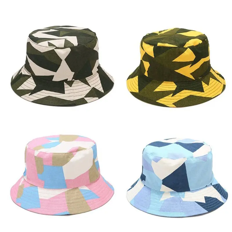 

Unisex Outdoor Hiking Bucket Hat Contrast Color Camouflage Reversible Panama Cap Y1QD