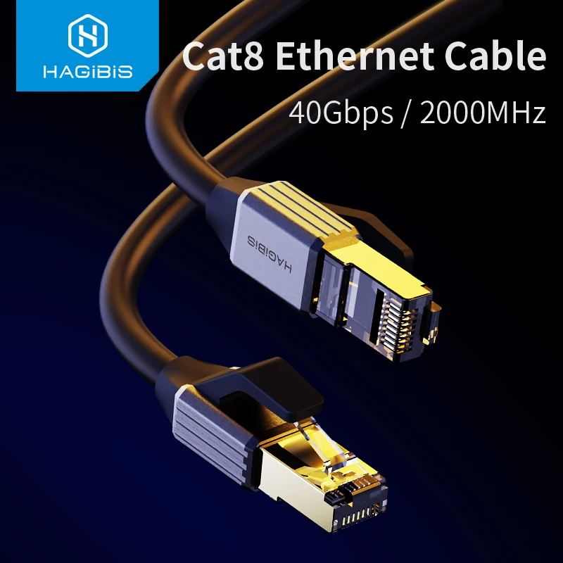 Ethernet-кабель Hagibis Cat8 40 Гбит/с 2000 МГц сетевой патч-корд высокоскоростной кабель для