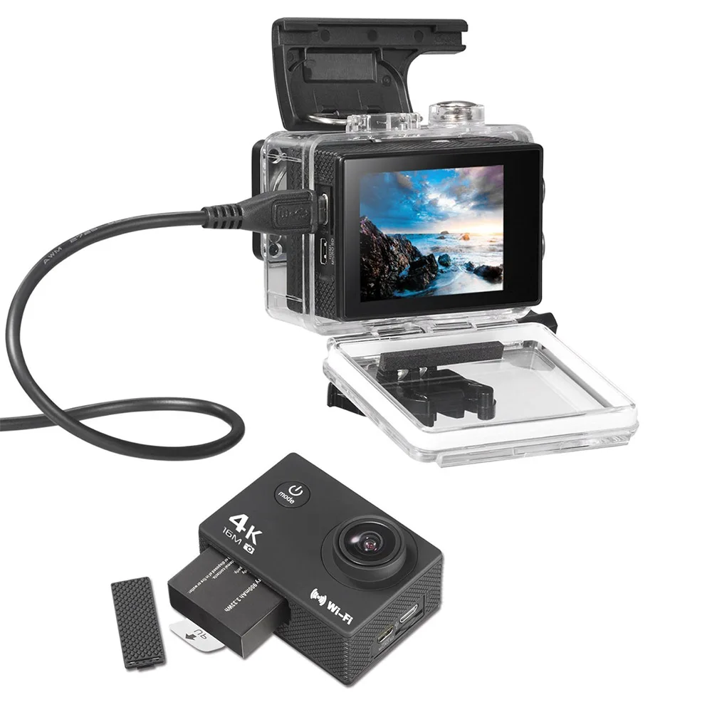Дешево 4K/30FPS 16MP со сверхвысоким разрешением Ultra HD, Спортивная Экшн-камера Камера 2 дюймов ЖК-дисплей Экран дисплея 170 Широкий формат DV видеокамера с В...