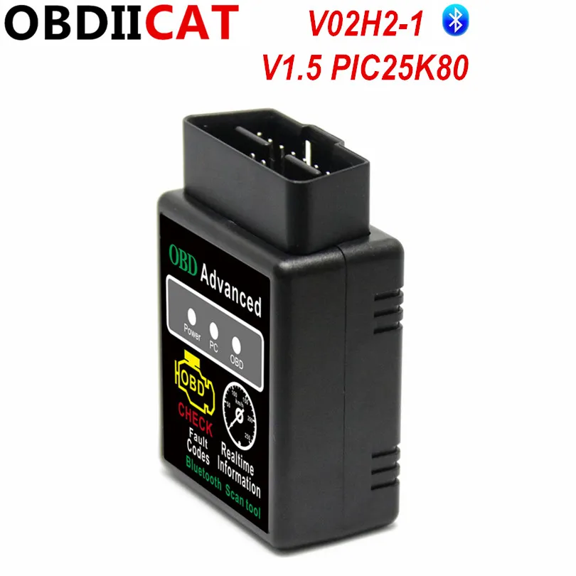 Новейший чип PIC25K80 V02H2/V02H2 1 считыватель кодов elm327 V1.5 Bluetooth OBD2 диагностический
