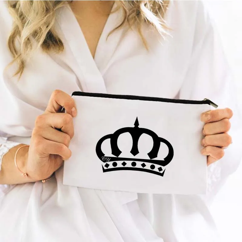 

Simple Crown Cosmetic Bag for Makeup Pouch Mini Woman Kawaii Handbags Women's Travel Make Up Bags Storage Organizer Personal