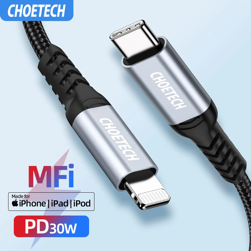 CHOETECH MFi USB C кабель для iPhone Xs Max 8 Plus 3A Быстрая зарядка кабель Lightning для iPhone USB кабель для передачи данных кабель для зарядки телефона