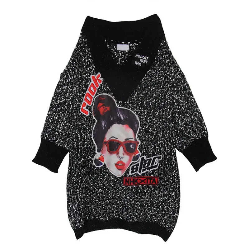 XITAO свитер с вышитым буквенным узором вязаный длинный 2019 осенние Элегантные