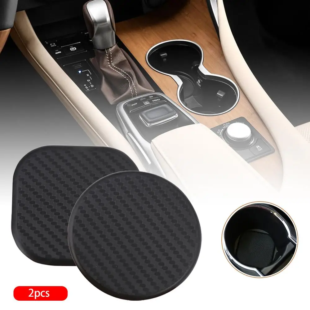 

2Pcs High Quality Non-slip Elastic Durable Carbon Fiber Look Car Auto Water Cup Slot Non-Slip Mat Pad Accessories Dropshipping