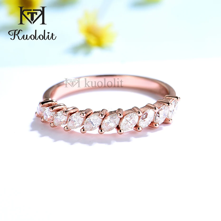 Куолит пуре18к 14 к розовое золото маркиза Moissanite кольцо для женщин Пасьянс