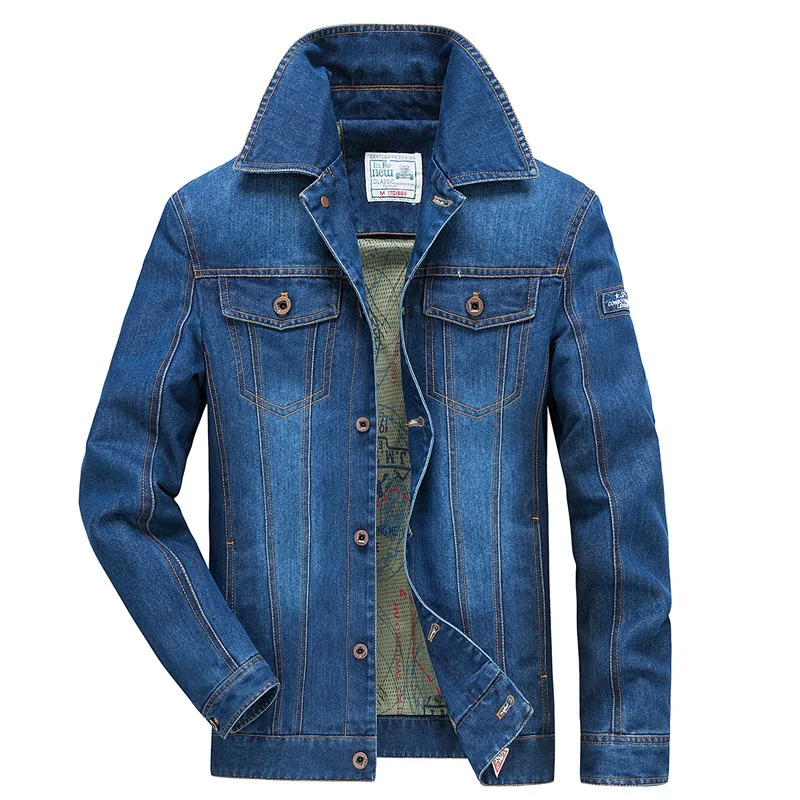

Pop Brand Denim Jacket Men Military Casual Jeans Coat Men Single Breasted Plus Size Mens Jackets Many Pockets Mesh Liner Outwear