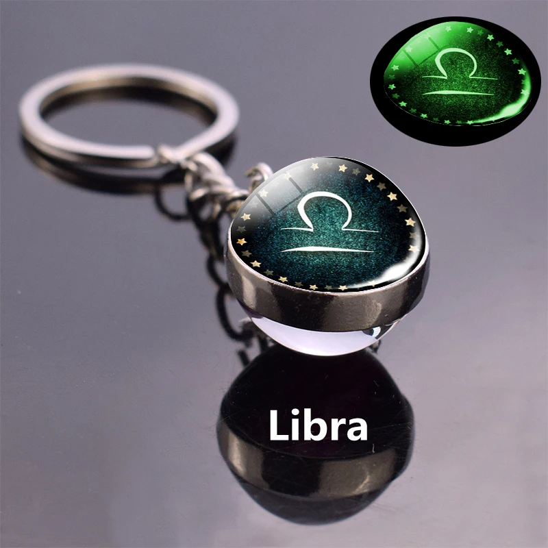 Светящийся брелок для ключей Созвездие прозрачный стеклянный шар с изображением