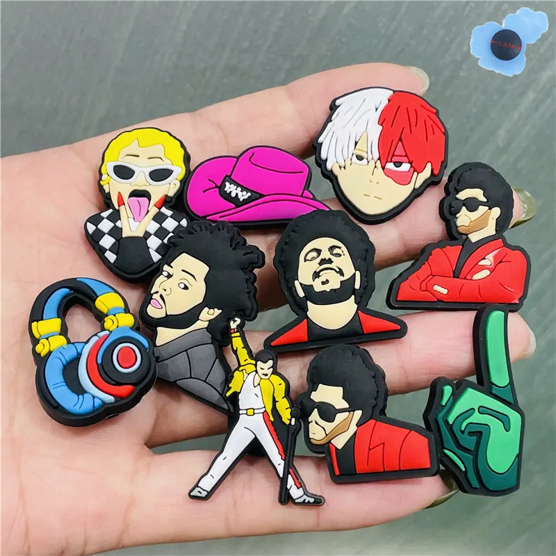 

Single Sale Rock Hip-Hope Styles Singer Player Croc Jibz Shoe Charms Accessories Clog DIY Wristband Garden Shoes Decorations