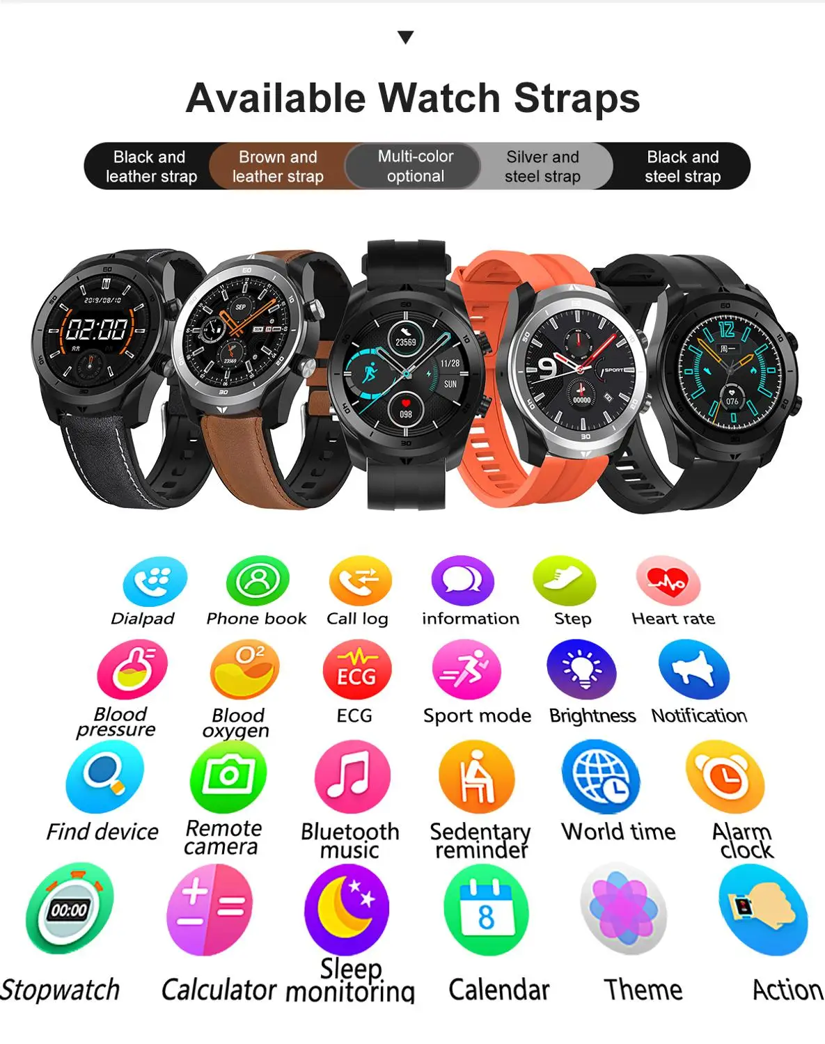 DT79 Smart Watch 360 Pixels Wristband ECG Heart Rate O2 Monitor bluetooth Call Smartwatch Business Sports Men Women WristWatch |