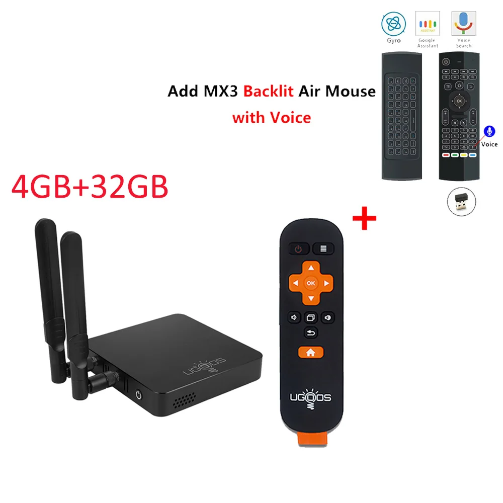 AM6 PROadd MX3L mic Smart Tv Box UGOOS AM6 Pro Android 9,0 Amlogic S922X 4 Гб ОЗУ 32 Гб ПЗУ Bluetooth 5,0 2,4G 5G WiFi LAN 1000M 4K HD медиаплеер - Цвет: AM6 PROadd MX3L mic
