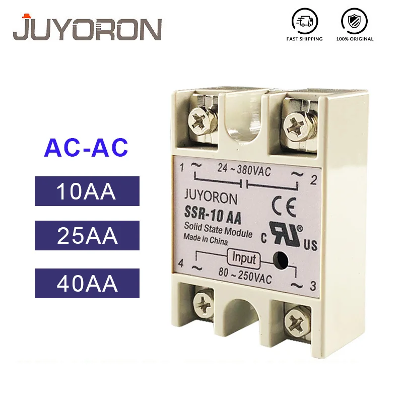 SSR 10AA 25AA 40AA твердотельные реле 10A 25A 40A модуль Вход 70 280VAC Выход 24 380 В AC конвертер для
