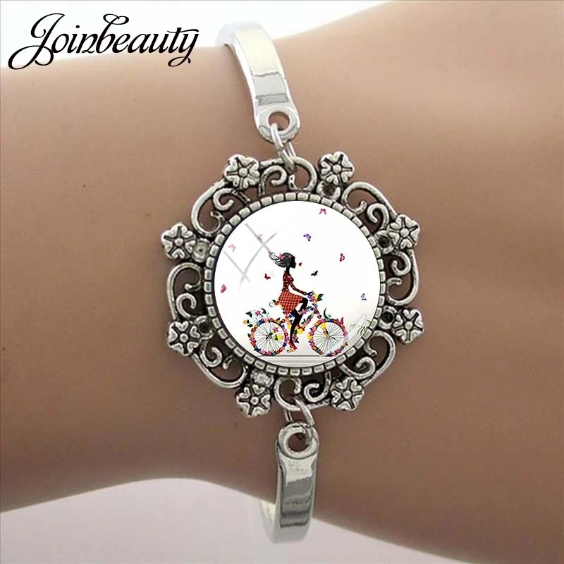 JOINBEAUTY красочная бабочка Девочка велосипед шар узор браслет стекло кабошон