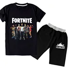 Детский летний костюм для мальчика, хлопковая футболка и шорты с изображением костюм Корона золотой узор, футболка с короткими рукавами + шорты, комплект из Fortnites комплекты модной детской одежды