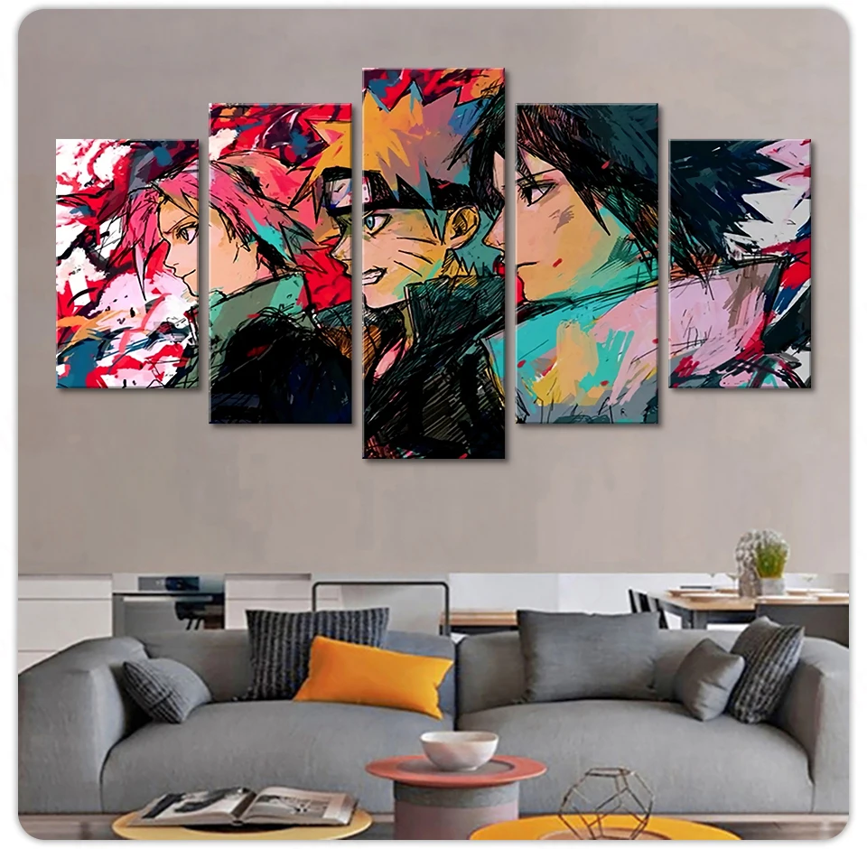 

5 Pieces Wall Art Canvas Anime Manga Ninja Poster Painting Living Room Modular Teen Picture Print Bedroom Mural Home Decoration