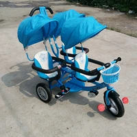 triple tricycle new arrival baby stroller with umbrella three seats 3 kids carriage
