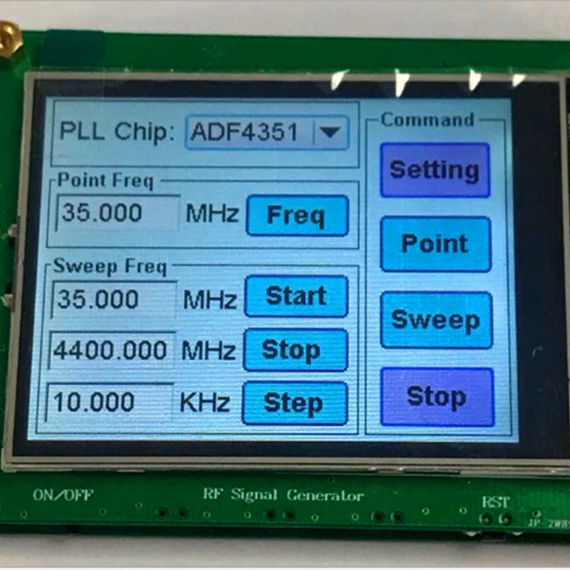 HHO-35-4400M ADF4351 RF Signal Source Generator Wave / Point Frequency Press Sn LCD Display Control |