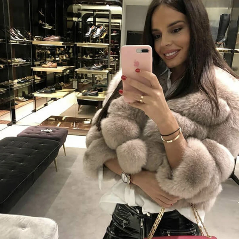 Maylofuer INS/Новое натуральное пальто из натуральной кожи с белым лисьим мехом; женская одежда с синим лисьим мехом в горизонтальную полоску; Короткая Меховая куртка женская