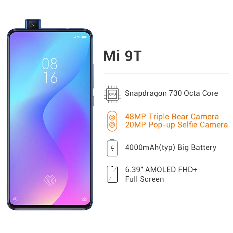 Смартфон Xiaomi Mi 9 T 6 ГБ ОЗУ глобальная версия Гб ПЗУ Snapdragon 128 AMOLED экран 730 дюйма