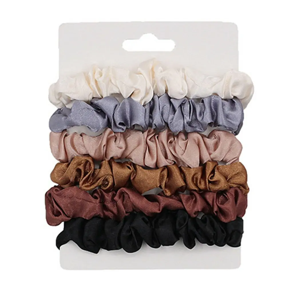 

6 Pcs/set Silk Hair Scrunchies Comfortable Small Silk Scrunchy Skinny Hair Ties Bows Ropes Elastics Ponytail Holders