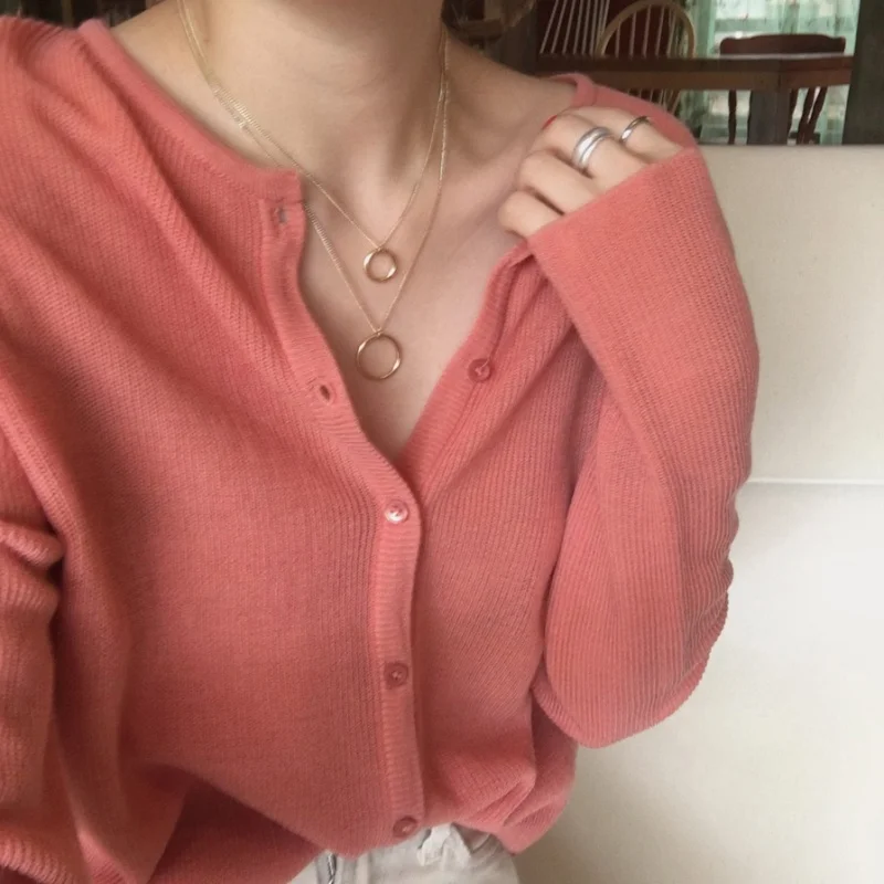 

Women's Cardigan, Loose Knitted Sweater, V-collar Jacket high quality New Autumn Dress, Korean Version, Chic Thin Sweater