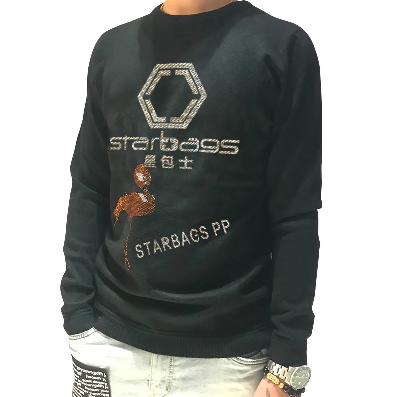 

Italian original skull hot diamond starbag PP men's T-shirt winter round neck tight long sleeve Pullover wool, high-end quality