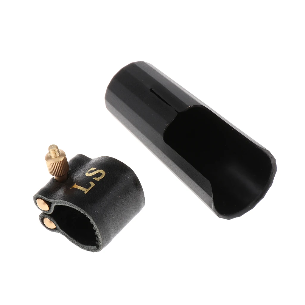 

Tenor Saxophone Sax Mouthpiece Cap And Soft Leather Ligature Golden Screw