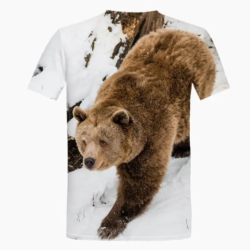 

2021 animal shirt casual men's bear children's T-shirt 3D Street Style Men's new casual reality short sleeve